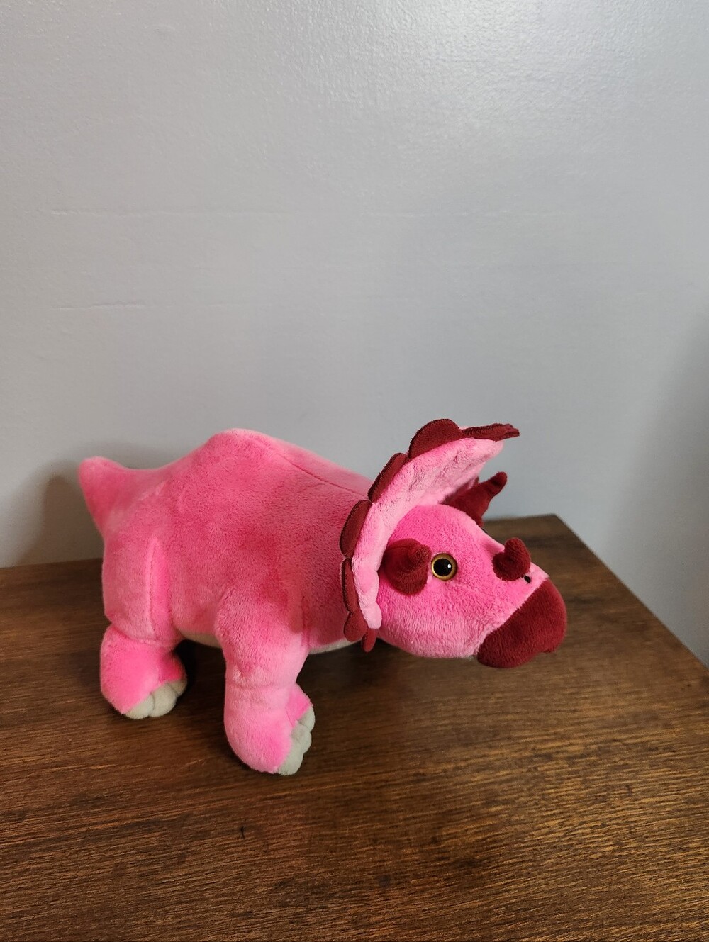 Art Creativity Cozy Plush Triceratops Dinosaur Pink/Gray